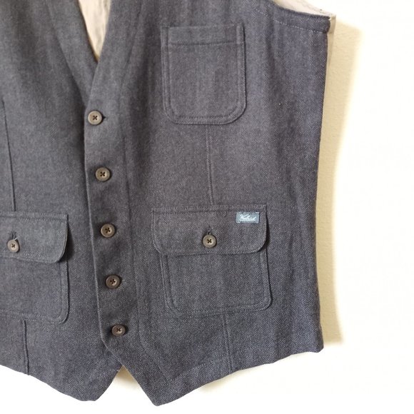Men's M Medium Woolrich Ruxton Slate Gray Wool Vest 18402 Buttons 3 pockets - Picture 3 of 15